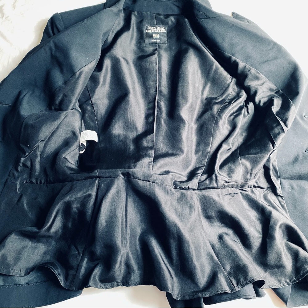 JEAN PAUL GAULTIER FEMME WOOL PLEATED SINGLE BREASTED VINTAGE BLAZER Black 6 - Picture 13 of 13
